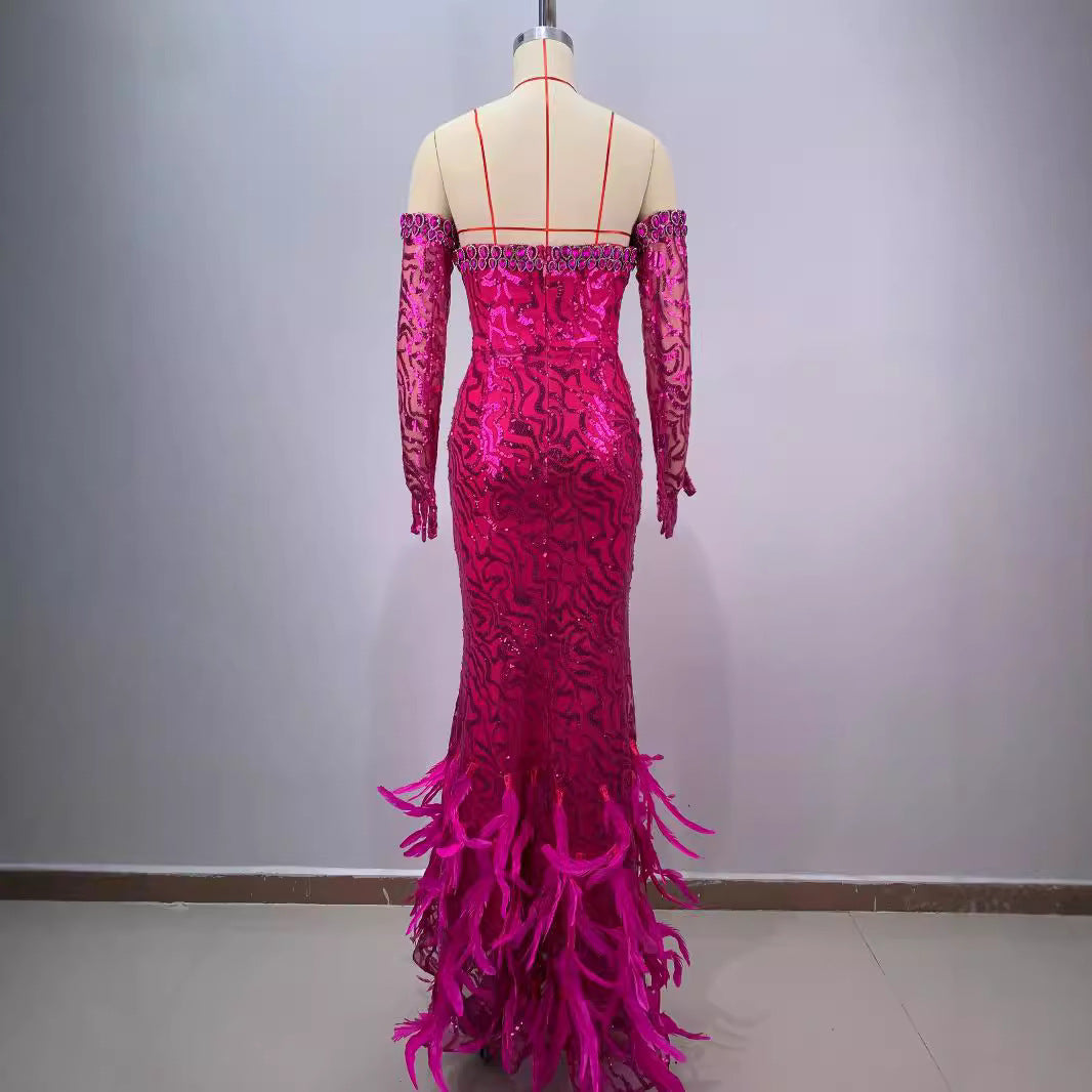 Feather Prom Dress