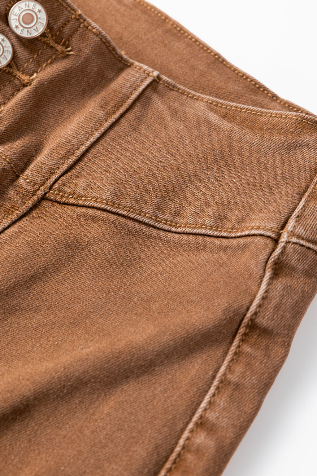 Coffee High Waist Button Fly Seamed Raw Hem Flare Jeans