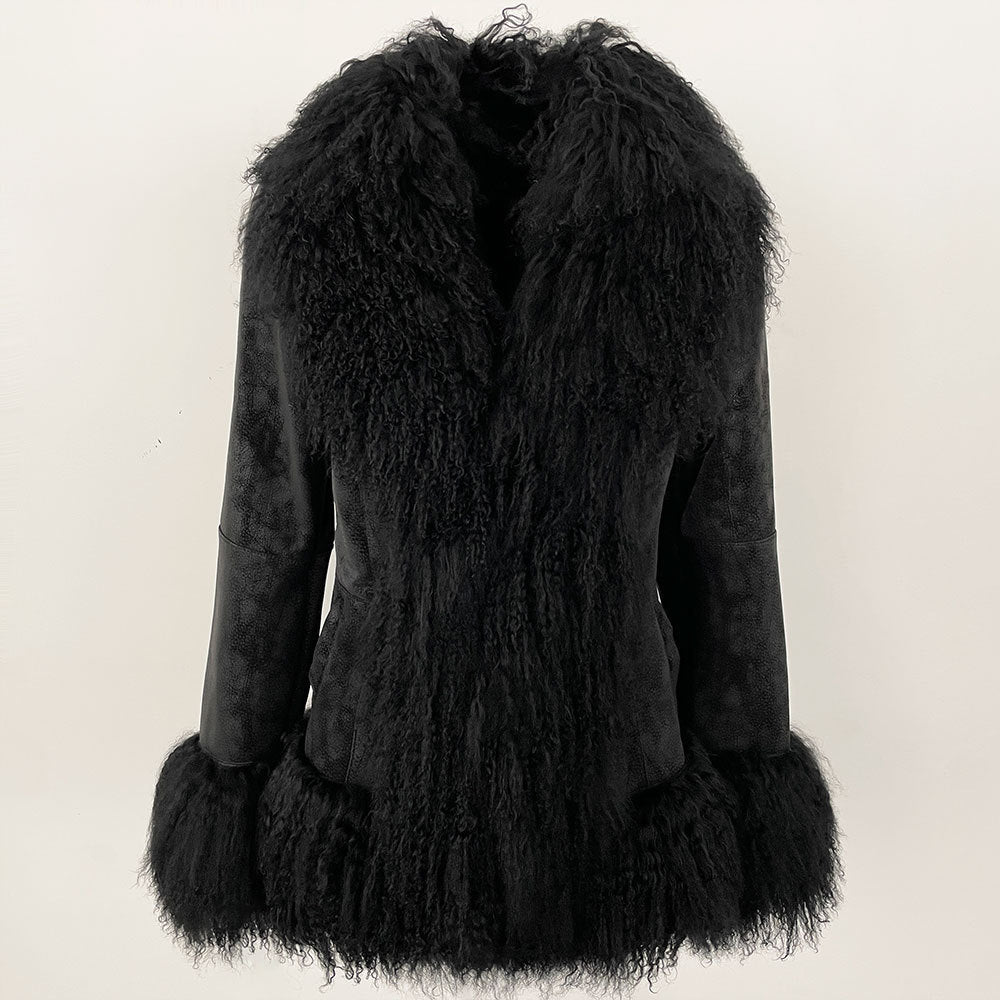 Suede Velvet Coat With Fur