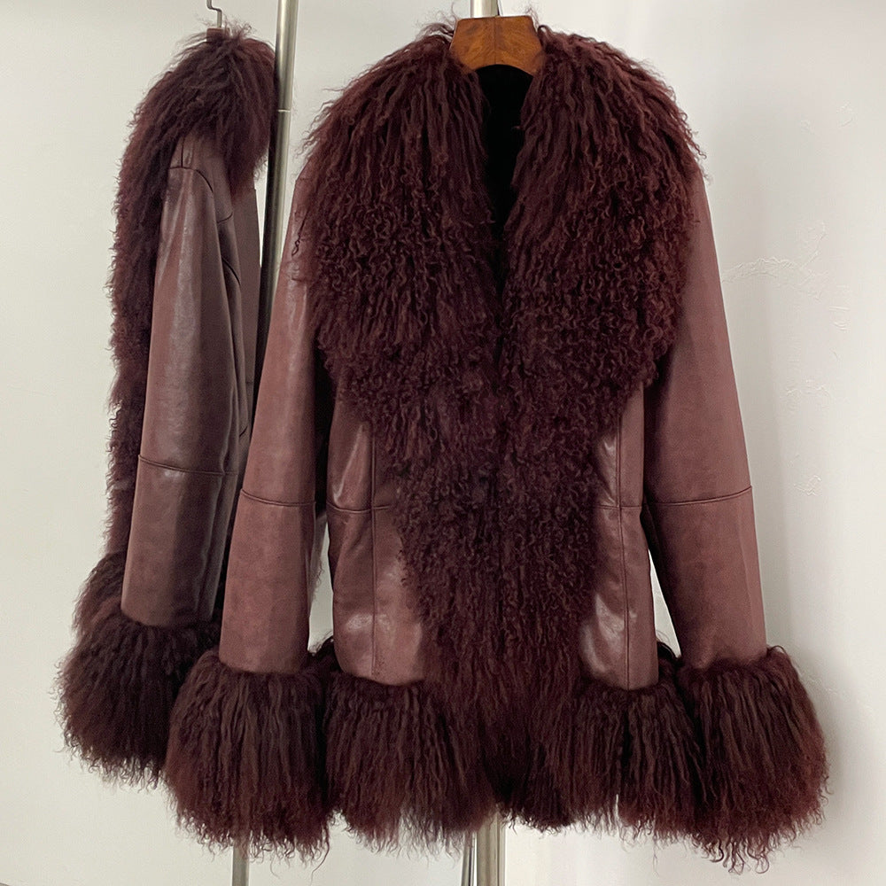 Suede Velvet Coat With Fur