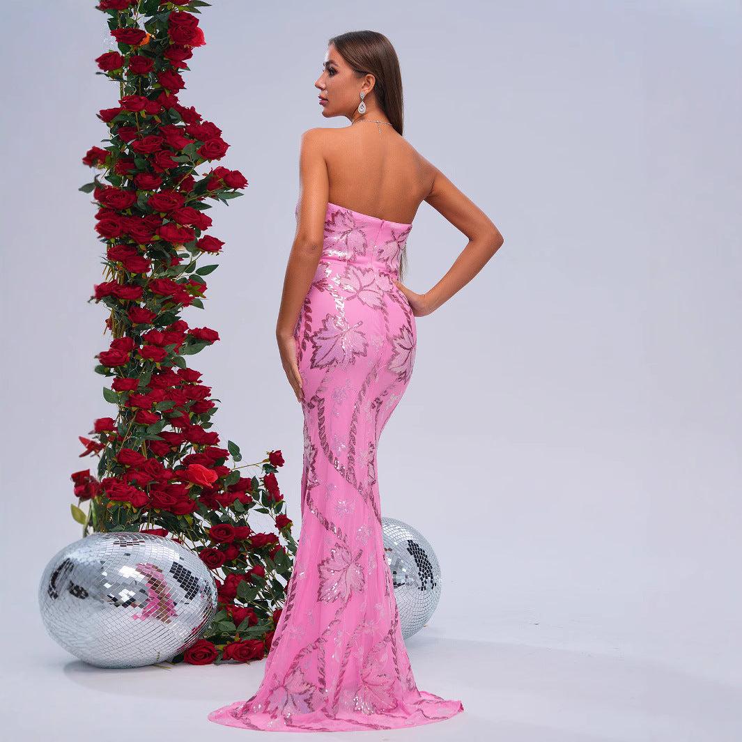 Sequined Fishtail Prom Dress
