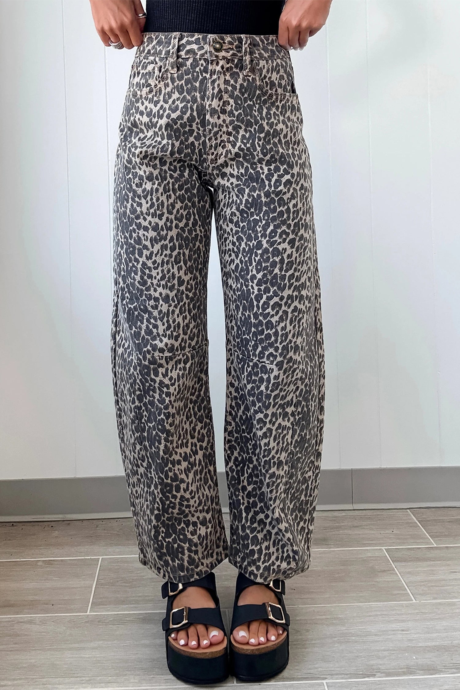Leopard Print High Waist Jeans