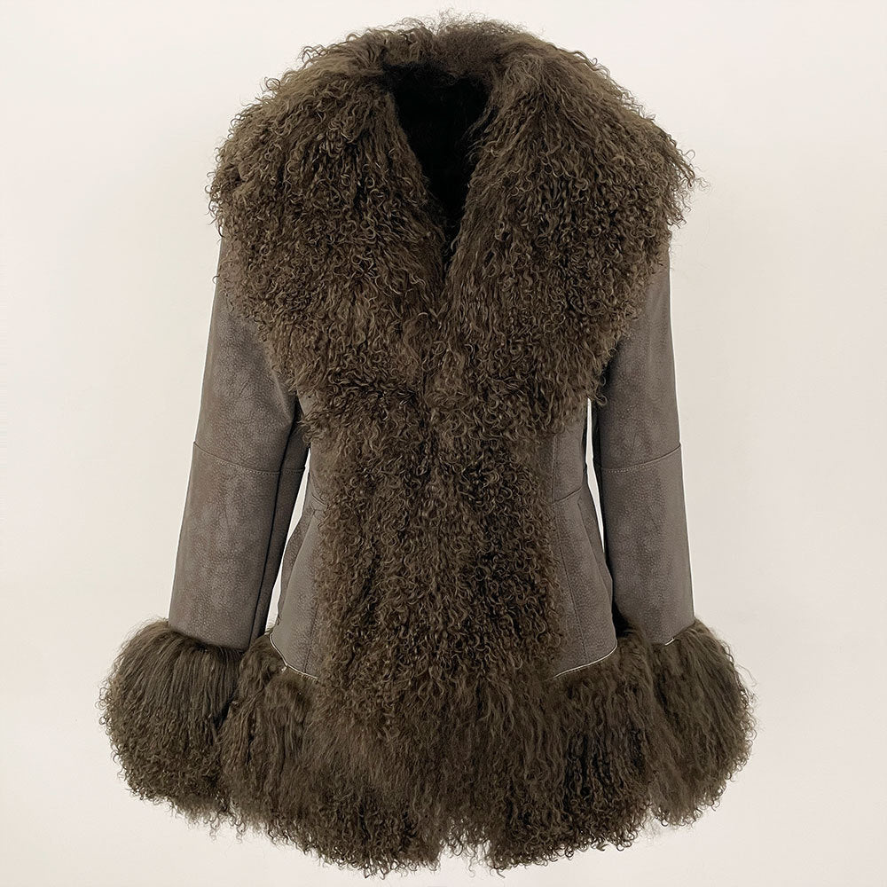 Suede Velvet Coat With Fur