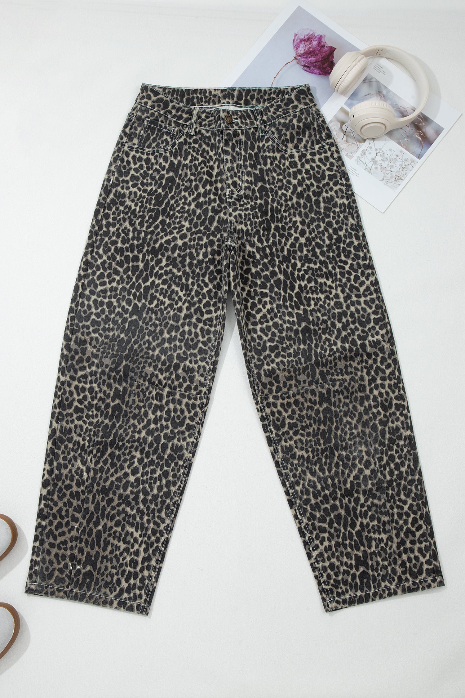 Leopard Print High Waist Jeans