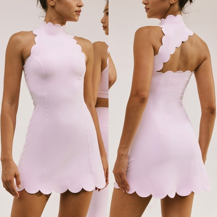 Women's Sleeveless Crew-neck Lace Yoga Dresses