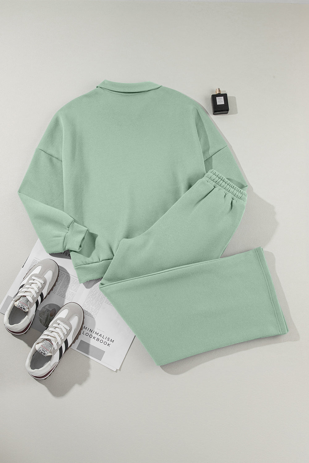 Clearly Aqua Drop Shoulder Zip Up Jacket Drawstring Pants Active 2pcs Set