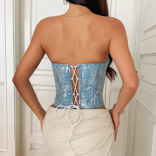 Aqua Corset Tube Top